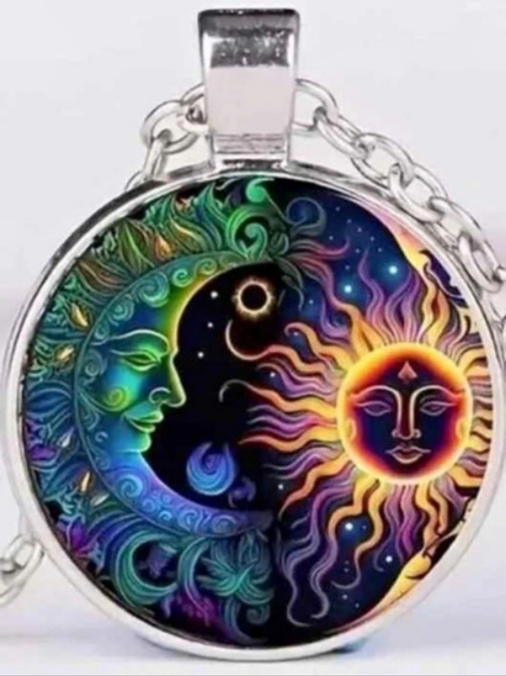 Sun Moon Yin Yang Pendant Necklace